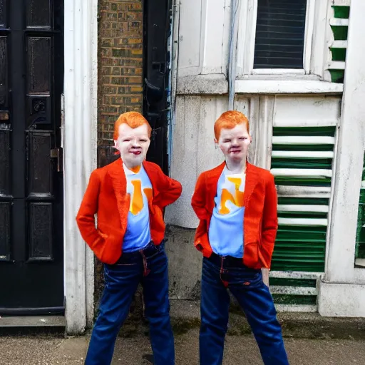 Prompt: ginger twin boys on South London street