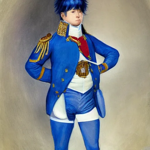 Image similar to Portrait of BeasttrollMC as Napoleon Bonaparte, asian race, blue hair