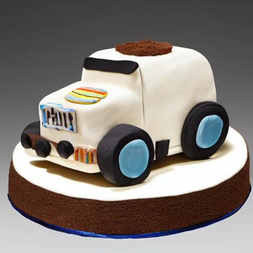 Prompt: a car made of cake