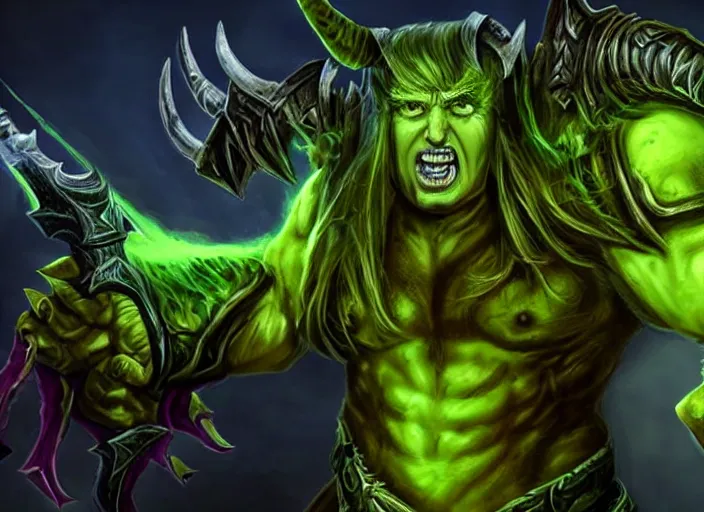 Image similar to donald trump as illidan in world of warcraft