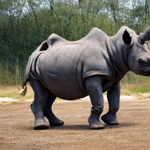 Prompt: bipedal rhino villian