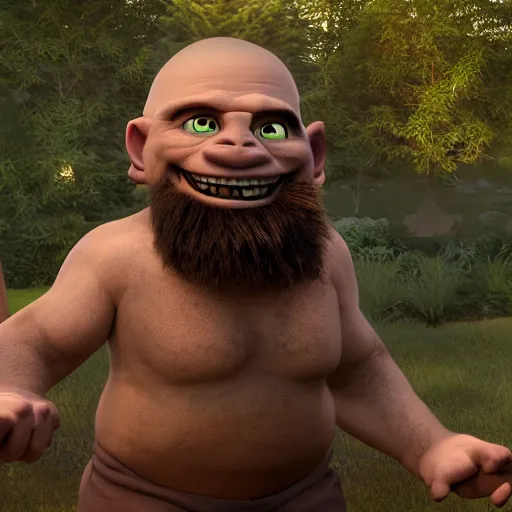 Prompt: an adult troll is shown in the photo. a lot of smiling faces, 8 k, high octane render