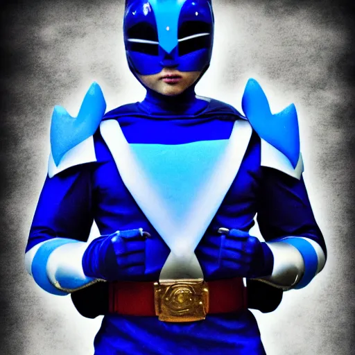 Image similar to blue santa as the blue power ranger, digital photography, high detailed