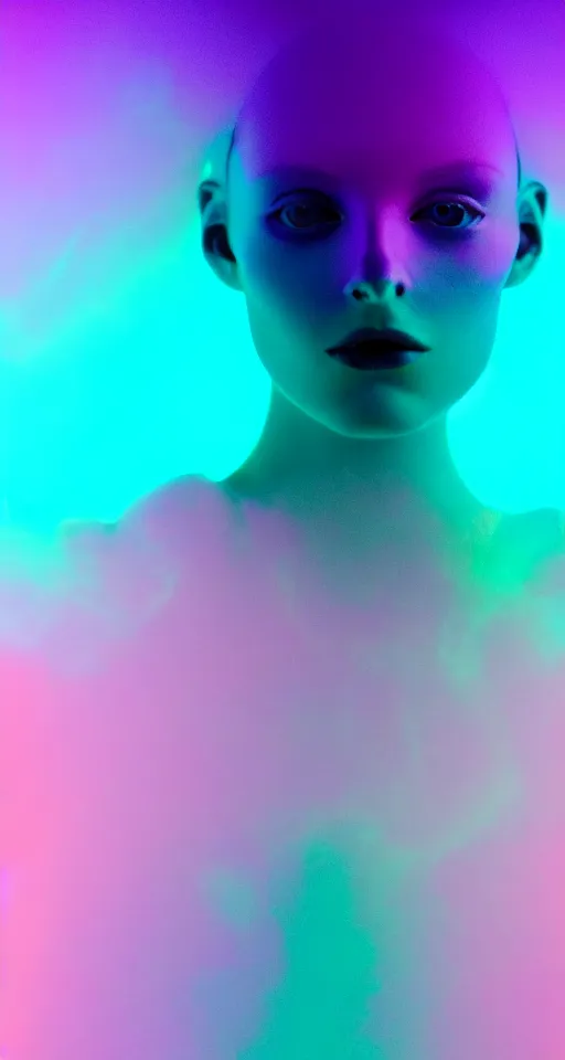 Prompt: high quality pastel coloured film close up photograph of a cyber model in an icelandic black rock!! environment in a dreamstate environment. three point light. photographic. art directed. pastel colours. volumetric light. pastel gradient overlay. waves glitch. 8 k. filmic.