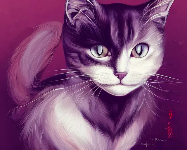 Image similar to cat is the essence of all, a vector based illustration, by ross tran, artgerm