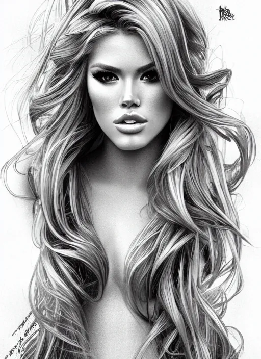 Prompt: a pencil drawing portrait of jessa hinton with blonde hair, in a dress, jewelry, greek, intricate, headshot, highly detailed, drawn with pencil, black and white, artstation, concept art, sharp focus, cinematic lighting, illustration, art by artgerm and greg rutkowski, alphonse mucha, cgsociety