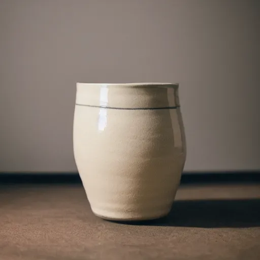 Image similar to ceramics set on a beige stool, 3 5 mm f / 2. 4