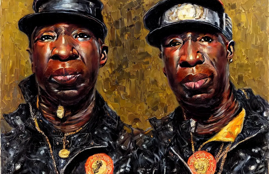 Image similar to portrait of grandmaster flash!!!!!!!!!!!!!!!!!!!!!!!!!!!, detailed face, detailed painting, epic lighting, by ilya repin, phil hale and kent williams
