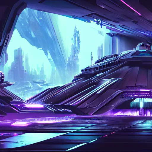 Prompt: Anakin Skywalker futuristic environment, detailed and intricate environment, fractal biomech, cyberpunk, neon color, purple bioluminescence, chrome, dramatic lighting, cinematic, high technology, highly detailed portrait, digital painting, artstation, concept art, smooth, sharp focus, ilustration, Artstation HQ