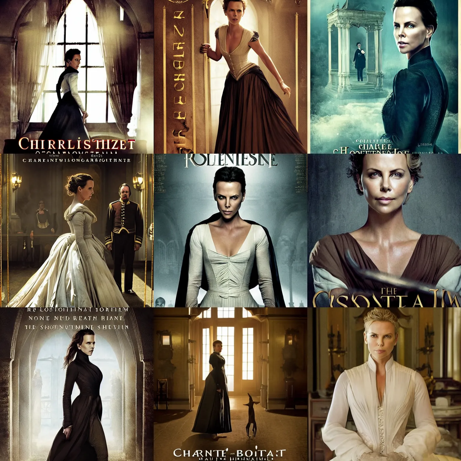 Prompt: charlize theron as kate beckinsale in Stonehearst Asylum movie, poster