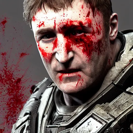 Prompt: john lennon in gears of war, covered in blood, ultra realistic, concept art, intricate details, highly detailed, photorealistic, octane render, 8 k, unreal engine, art by frank frazetta, simon bisley, brom