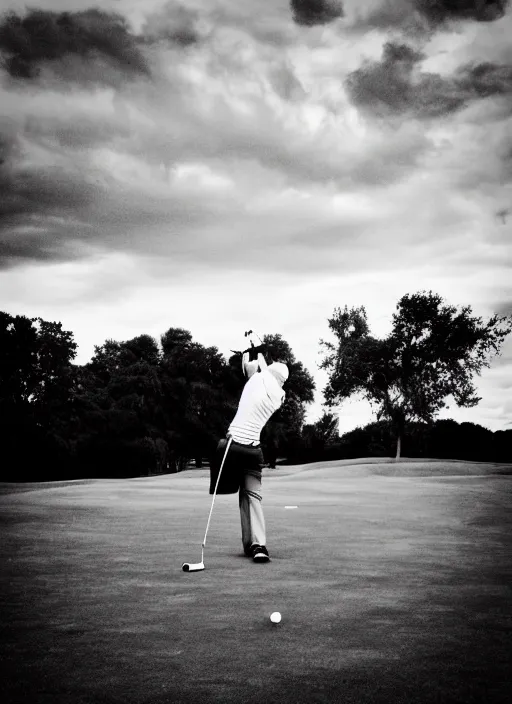 Image similar to golfing black and white portrait white sky in background