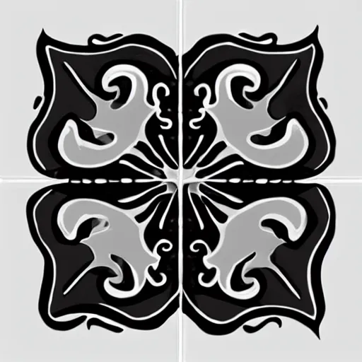 Image similar to very angry squid, 🦑 floor tile design, black and white tile, mad cuttlefish