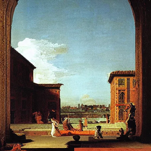 Prompt: the llama god by canaletto