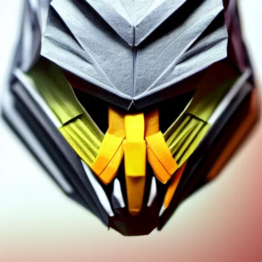 Image similar to the predator in origami!!, ( colorful, cute ) macro photo 5 d mk 2, bokeh