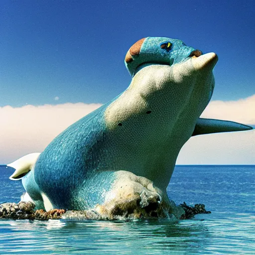 Prompt: national geographic professional photo of lapras, award winning