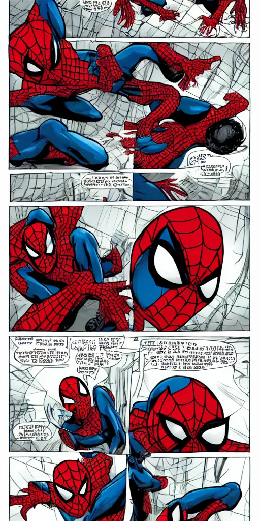 Image similar to two spidermans fighting, and sometimes they make weird noises. but they're not hurting each other.