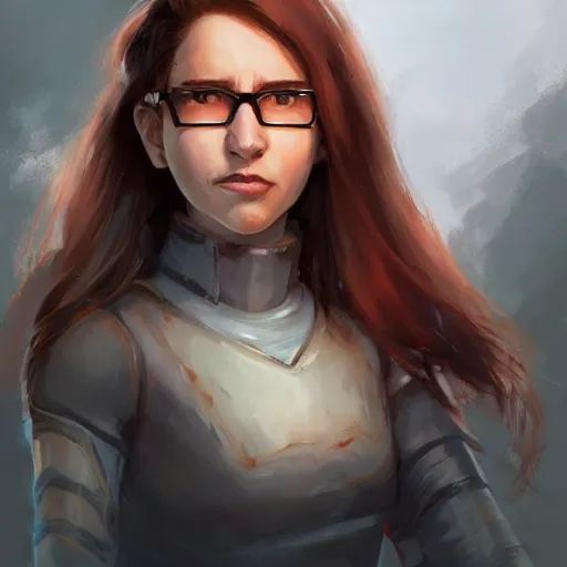 Image similar to gordon freeman as an attractive young smiling woman, hd shot, digital portrait, beautiful, artstation, comic style, by artgerm, jakub rozalski and charlie bowater