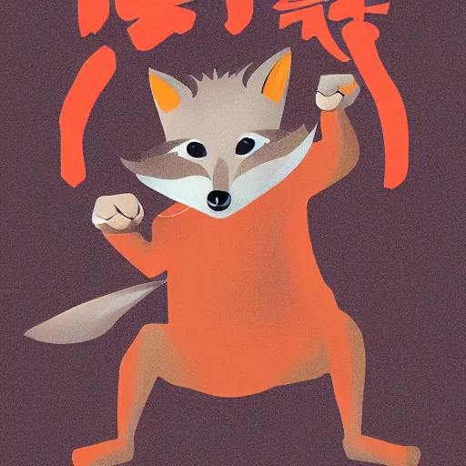 Prompt: fox animal doing kung fu, award winning illustration