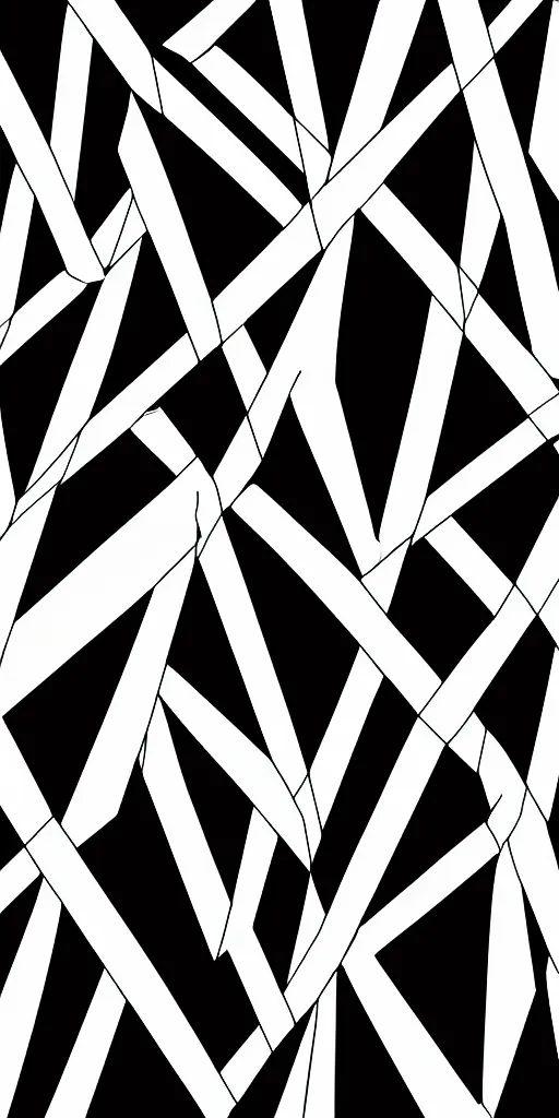 Prompt: an abstract white triangle filled with geometric patterns on a black background