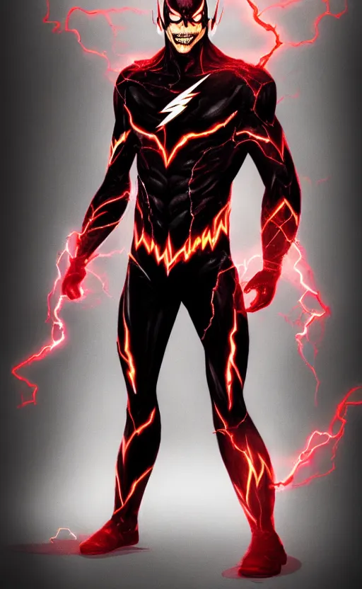 Image similar to full body portrait of venom as the flash, black and red, dynamic lighting, cinematic, ultra detailed, trending on art station, stunning visuals, creative, fantasy concept art