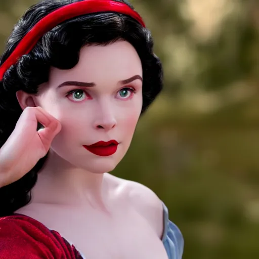 Image similar to live action disney snow white, 8k resolution, full HD, cinematic lighting, award winning, anatomically correct