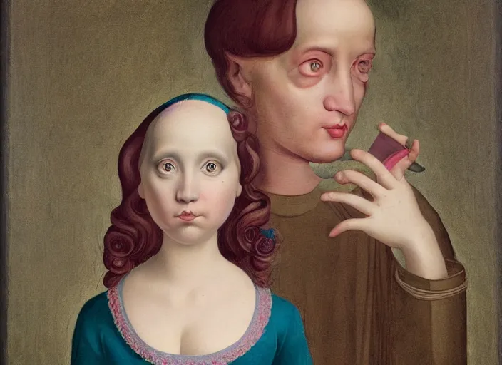 Image similar to a portrait of an inventor, lowbrow in the style of mark ryden and fra angelico,