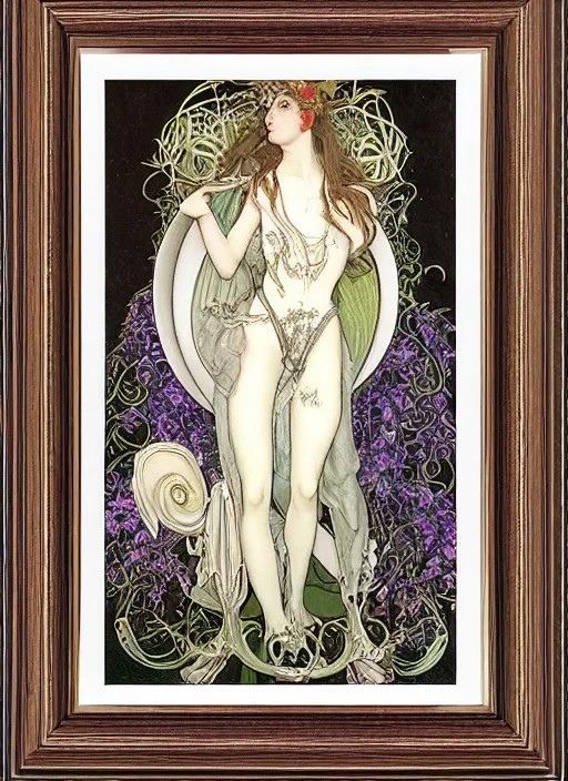 Image similar to blank canvas with an art nouveau picture frame painting by brian froud