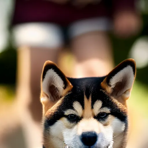 Prompt: close - up portrait of shiba inu holding club in hands, ( eos 5 ds r, iso 1 0 0, f / 8, 1 / 1 2 5, 8 4 mm, postprocessed, sharp )