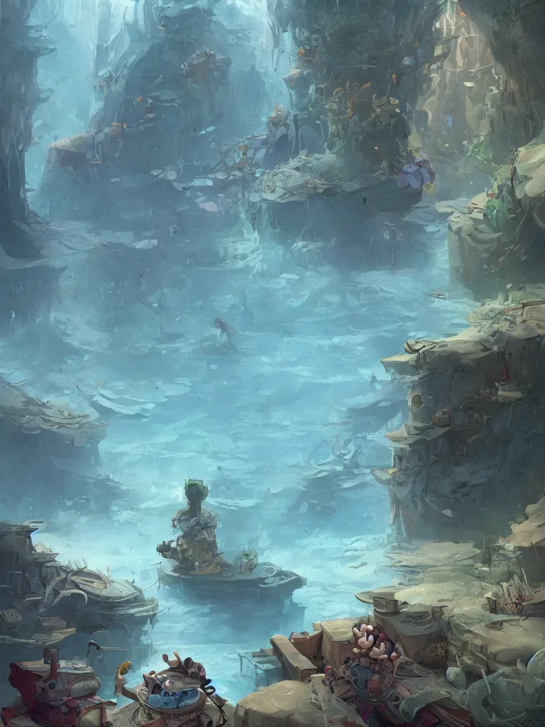 Image similar to drowning by Disney Concept Artists, blunt borders, rule of thirds