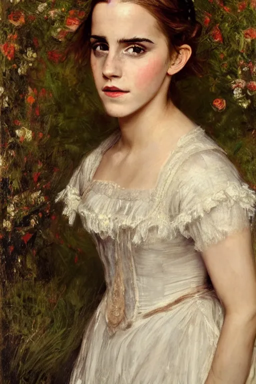 Prompt: a true-to-life portrait of Emma Watson painted by John Everett Millais, real-life accurate, photoshoot