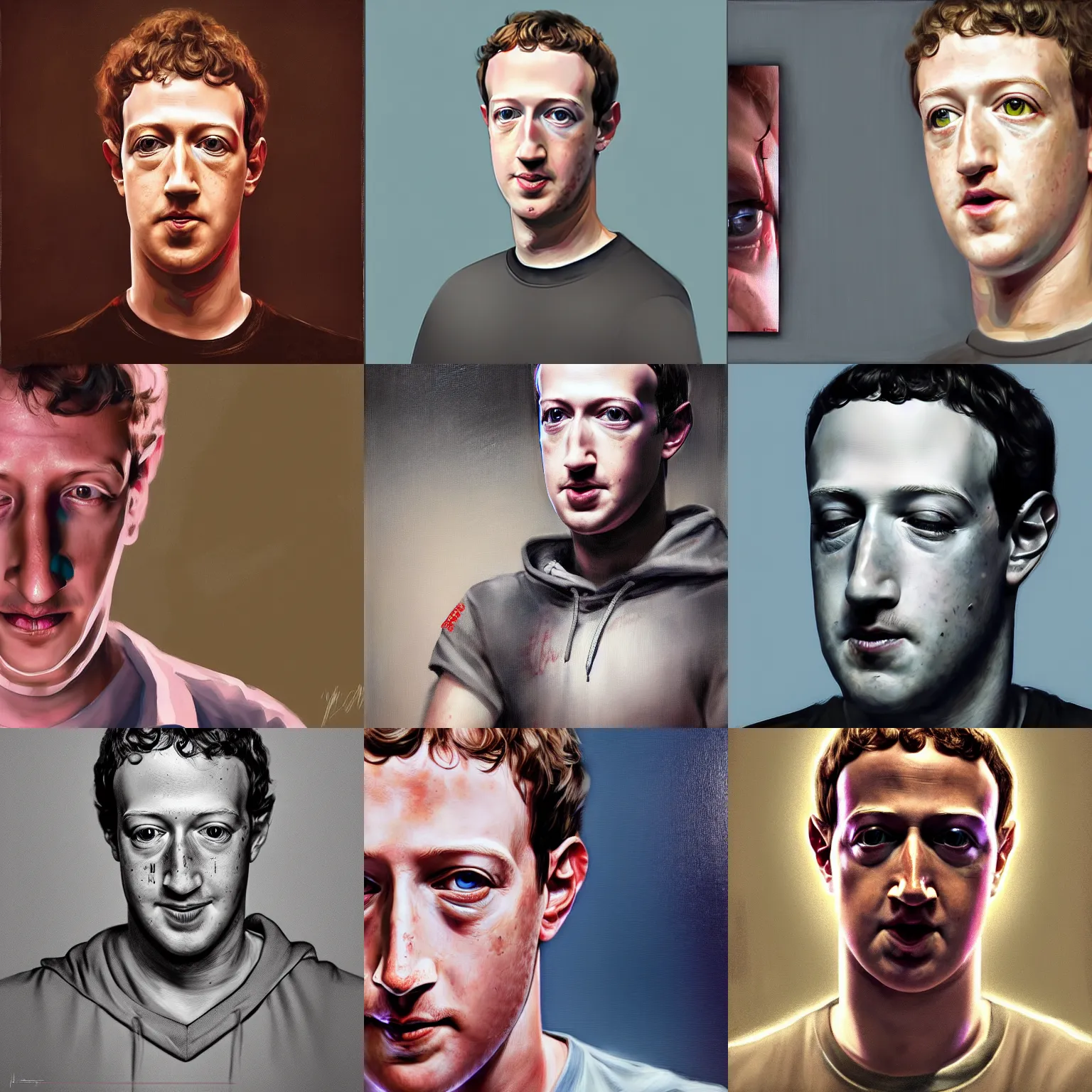 Prompt: mark zuckerberg as the big brother watching you, horror painting, detailed, artstation, high quality