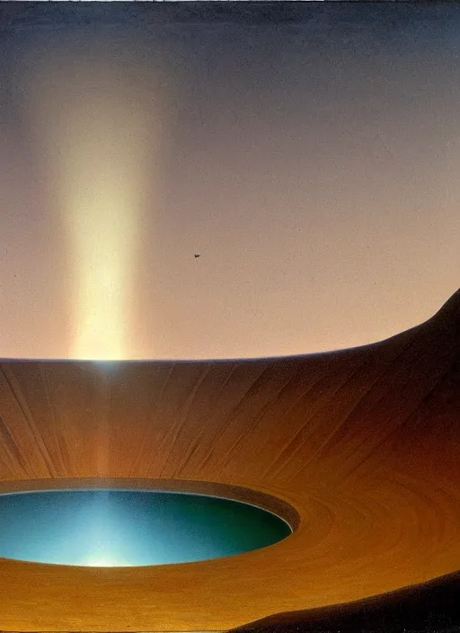 Image similar to james turrell's roden crater painted by thomas cole