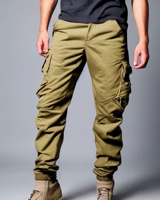Men Solid Pants With Many Pockets Cargo Pants Dark Gre... | PrixPad