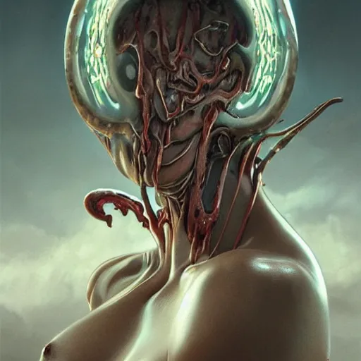 Prompt: whirling portrait of a twisting bloodied filigreed slime dripping genderless insect alien monster, muscles, rippling, space warping, ultra realistic, concept art, intricate details, eerie, highly detailed, photorealistic, octane render, 8 k, unreal engine. art by artgerm and greg rutkowski and alphonse mucha