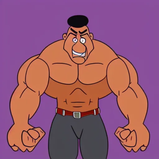 Image similar to angry muscular man in disney animation style