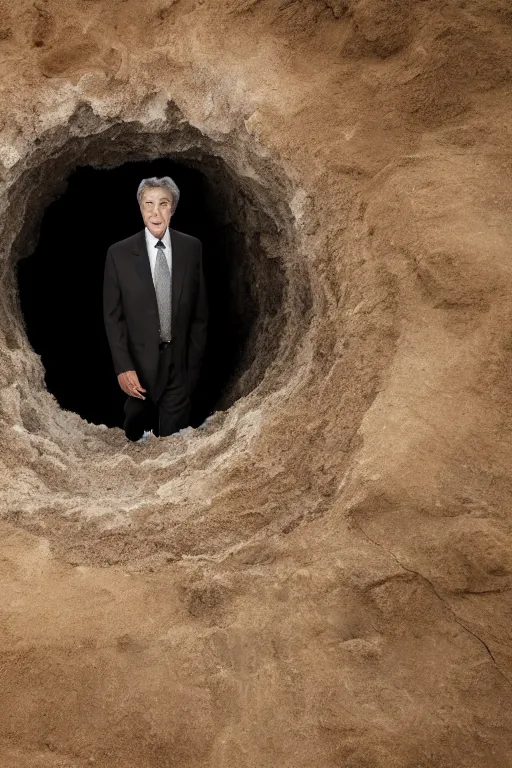 Image similar to cinematic still randy mantooth emerging from inside a giant hole made of flesh, 4 k, dramatic lighting