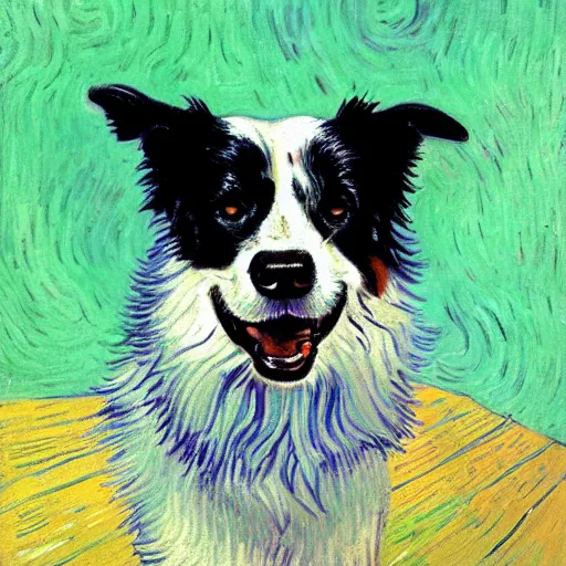 Prompt: a border collie by vincent van gogh, digital art, trending on artstation