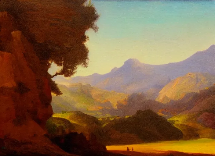 Image similar to la montana roja, tenerife in the style of hudson river school of art, oil on canvas