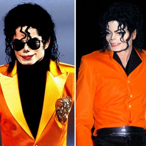 Prompt: michael jackson dressed as big orange, citric