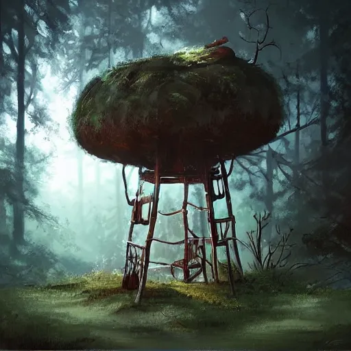 Prompt: omg chair in the forest by wenjun lin