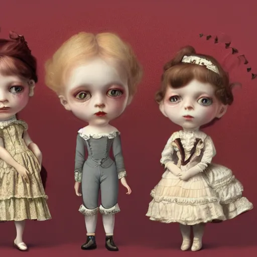 Image similar to victorian children, 8 k, 3 - d, unreal engine, trending on artstation, style of mark ryden