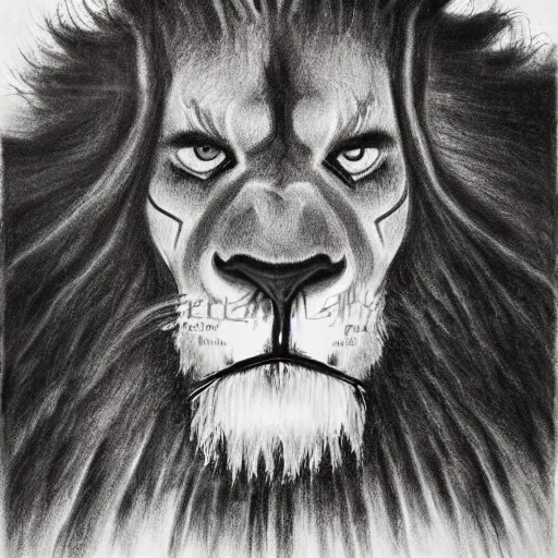 Prompt: Black and white drawing of Mufasa\'s death, Long live the king, Stephen Gammell style, evil, high detail, Scary Stories