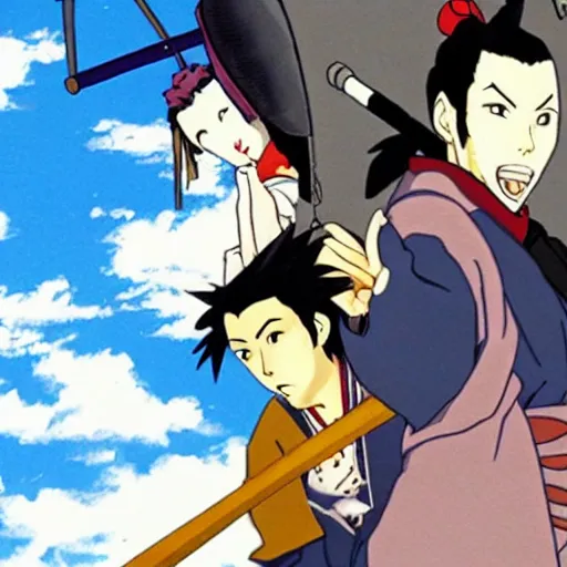 Image similar to samurai champloo on airplane