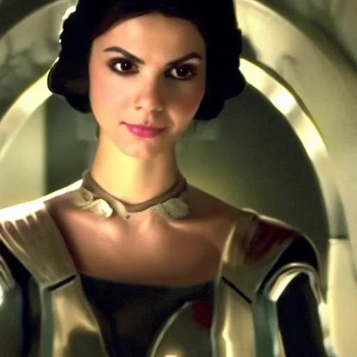 Image similar to victoria justice as princess padme in star wars episode 3, 8 k resolution, cinematic lighting, anatomically correct