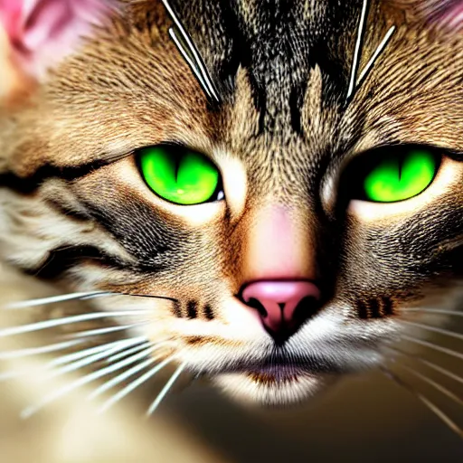 Image similar to cat soldier in call of duty warzone 4k, complete heterochromia brown-green eyes, high detail, high-resolution photograph, professional photography, ultra-detail