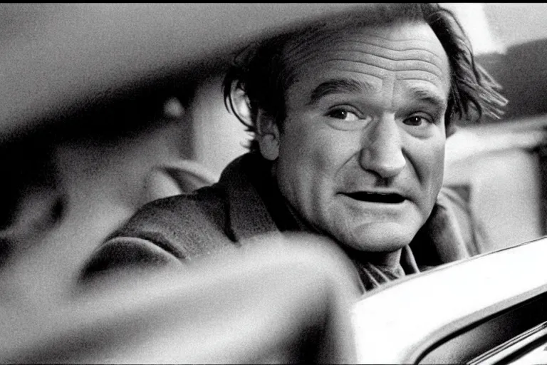 Image similar to Robin Williams as Jack Torrance driving in The Shining 1980