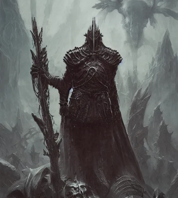 Image similar to balder knightconcept, beksinski, age of sigma art, frank franzetta, ruan jia, dark soul armor concept, trending on artstation, wayne barlowe, adrian smith fantasy art, elden ring art, the hobbit art, lord of the ring art, infinity blade armor