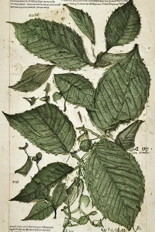 Prompt: scan of the leaves of an old cursed herbarium, by john howe, infographic, textbook, marginalia, cursed, alien, plant specimens, hortorium, scientific study