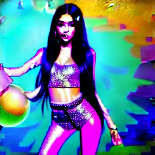 Image similar to madison beer a an intergalactic popstar dancing on a planet, render, blender render, unity render, 4 k wallpaper, art station trending, artstation 4 k coherent, coherent, 4 k, detailed, hyperdetailed, artifact - free, completely coherent, sharp, madison beer